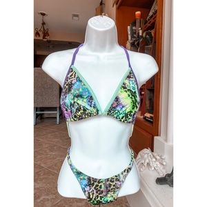 cheetah print tie on bikini